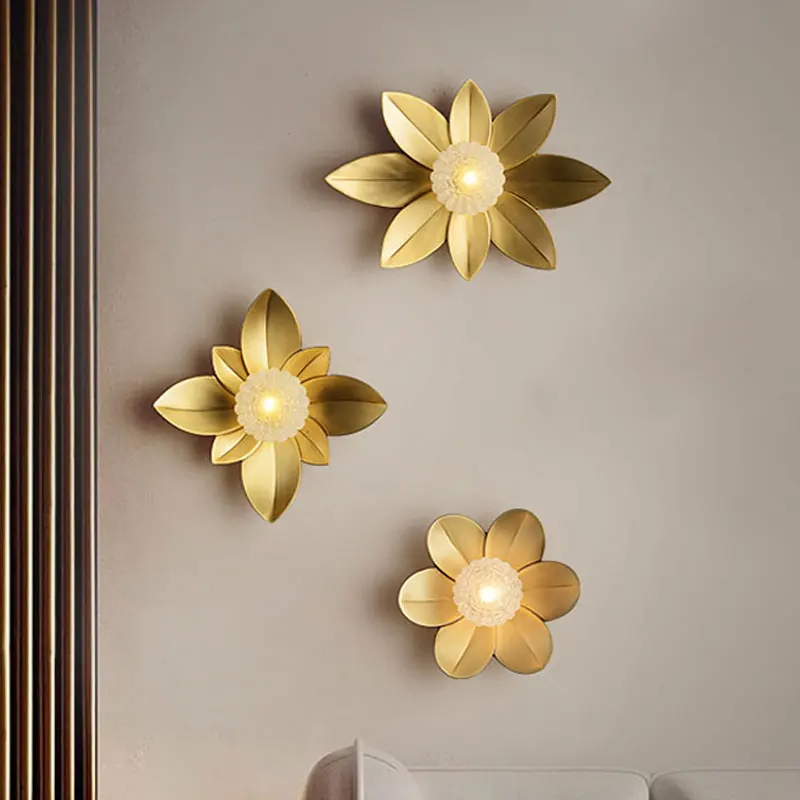Luxury Lotus Wall Lamp Glass Ball Wall Sconces for Home Art Decor Modern Led Lig