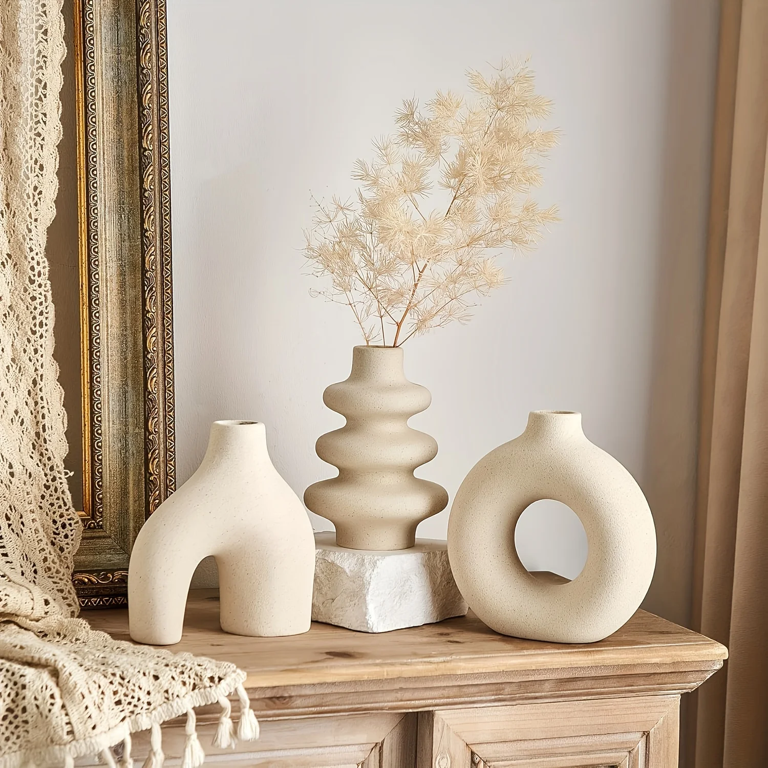 Bohemian ceramic vase set, decorative vase ornaments, wedding living room, bedro