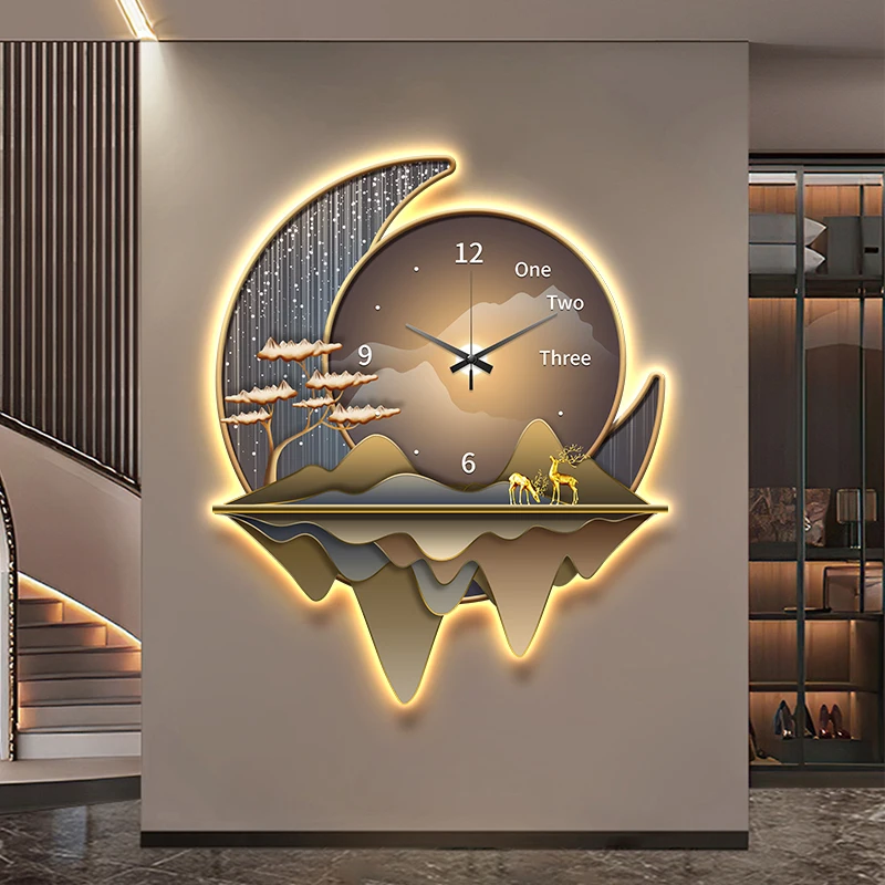 Light luxury restaurant decoration painting creative clock wall lamp 2024 new li - Image 2