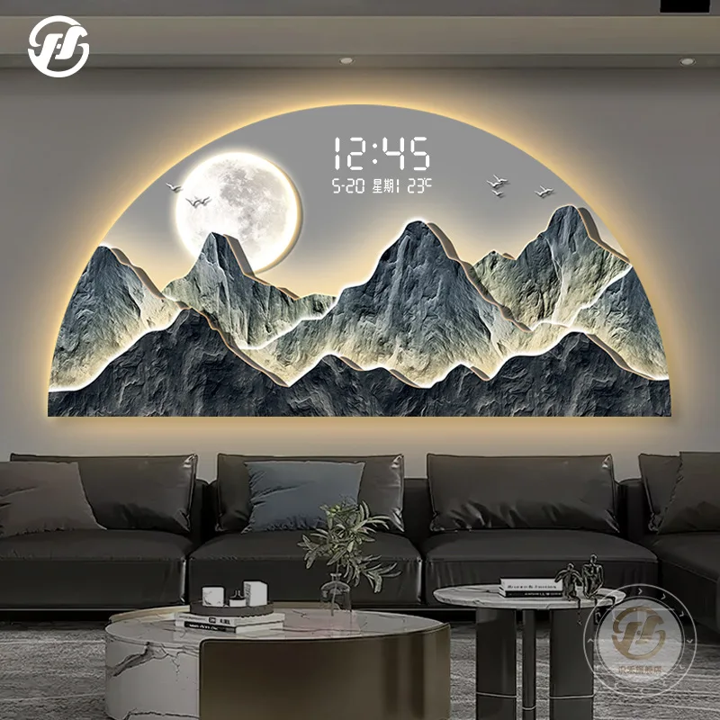Luxury Landscape Wall Art Auspicious Mountain Backdrop with Digital Display for