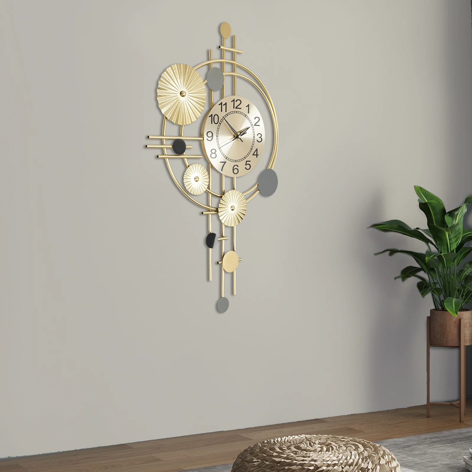 45x78cm Decorative Art Wall Clock Silent Non Ticking for Living Room Bedroom Kit - Image 5