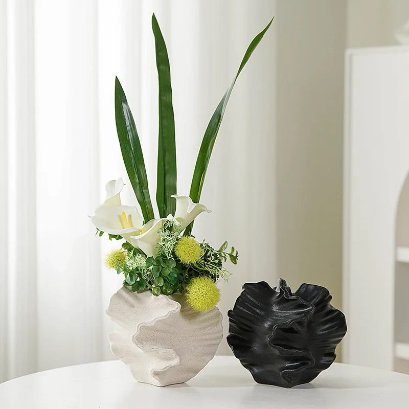 Art Minimalist Vase Ornament Ceramic Coral Vase Nordic White Hotal Office Living - Image 4