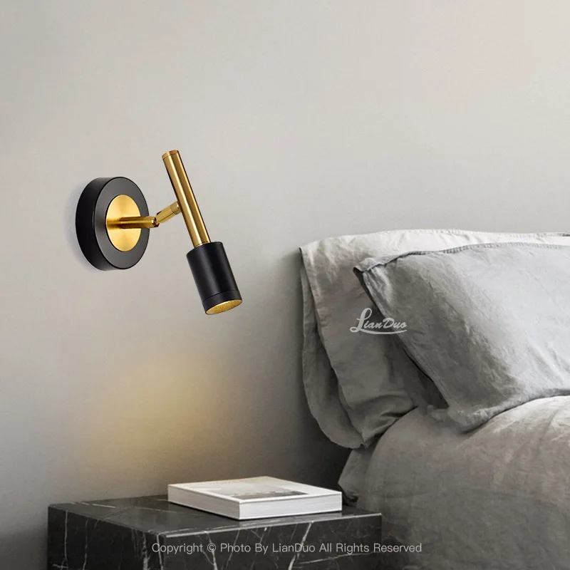 Luxury Modern Gold Bedroom Spot Wall Lamps Metal Body Hotel Room Reading Sconce - Image 3