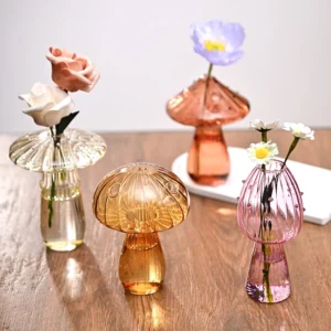 Mushroom Shaped Flower Vase Transparent Glass Vase Plant Hydroponic Aromatherapy