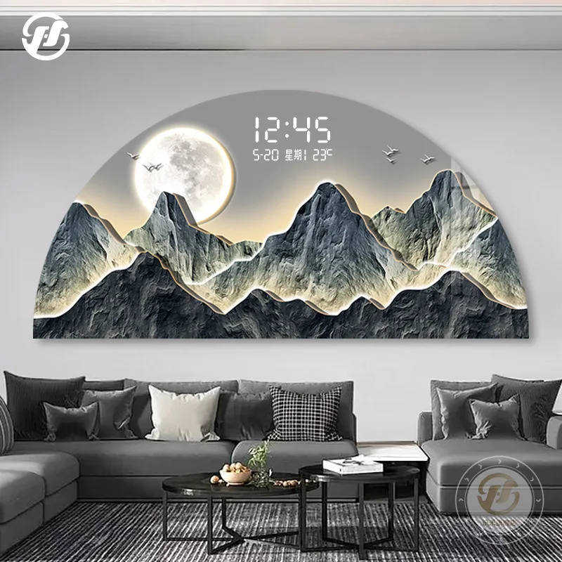 Luxury Landscape Wall Art Auspicious Mountain Backdrop with Digital Display for - Image 5