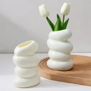 1PC Plastic Spiral White Vase Nordic Creative Flower Arrangement Container For K