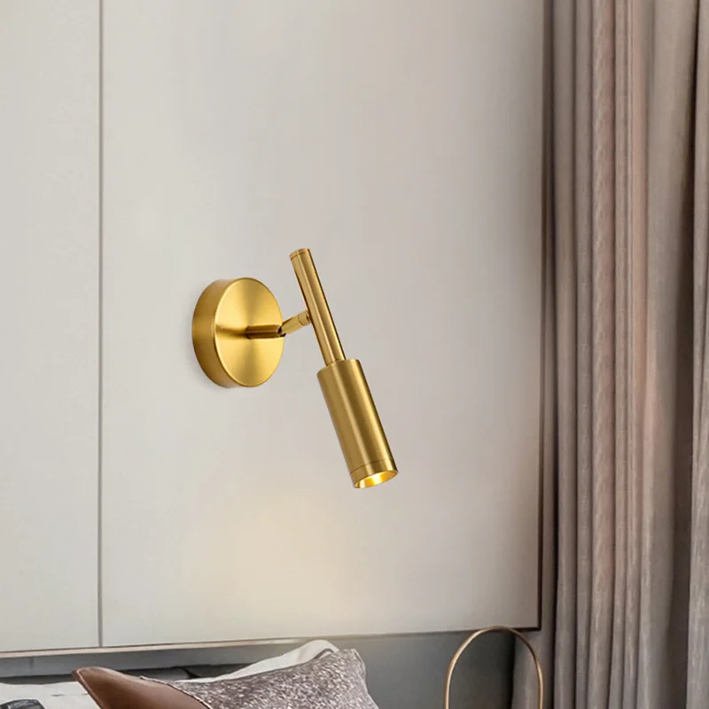 Luxury Modern Gold Bedroom Spot Wall Lamps Metal Body Hotel Room Reading Sconce
