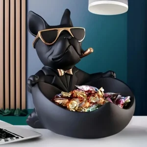 Creative Sunglasses Cool Dog Statue Bulldog Statue Storage Box Animal Decoration
