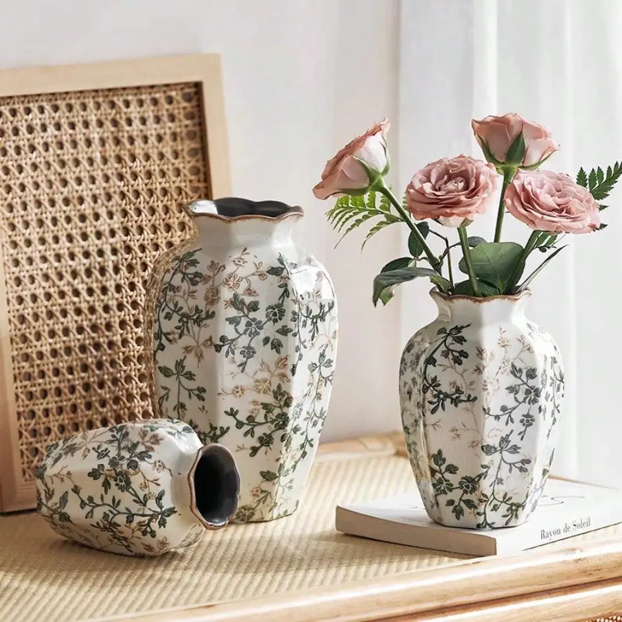 Ice Cracked Ceramic Vase Water Nourishing Flower Arrangement Dried Flower Gift A