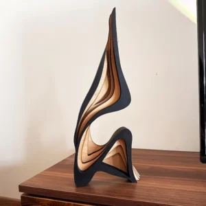 Artistic Abstract Wooden Streamlined Statue Minimalist Bookshelf Home Room Decor