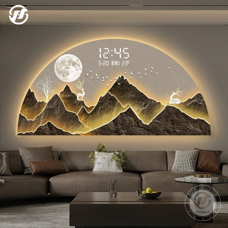 Luxury Landscape Wall Art Auspicious Mountain Backdrop with Digital Display for - Image 3