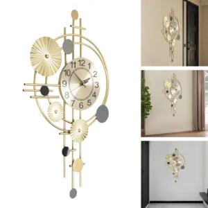 45x78cm Decorative Art Wall Clock Silent Non Ticking for Living Room Bedroom Kit