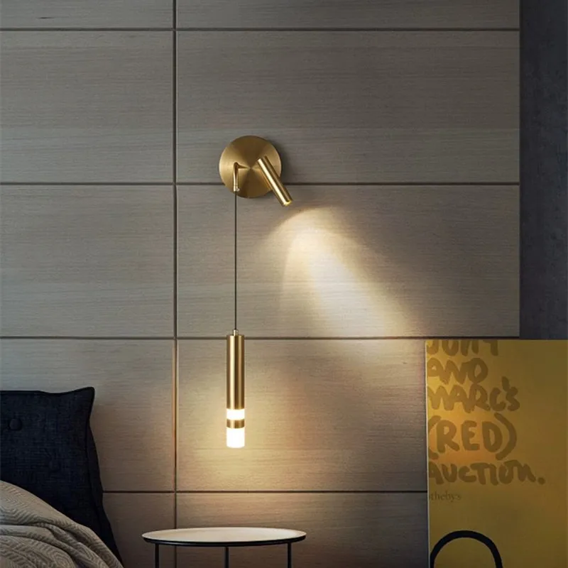 Nordic Bedroom Decoration Wall Lamp Iron Material Linear Light With Reading Spot