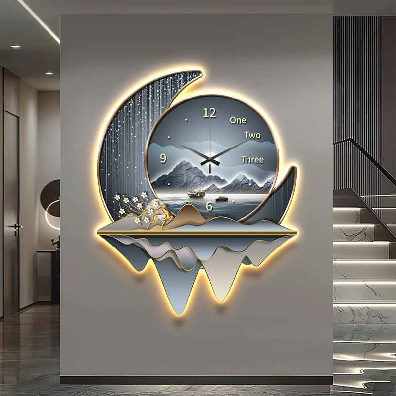 Light luxury restaurant decoration painting creative clock wall lamp 2024 new li - Image 5