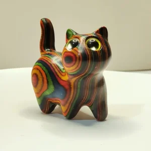 1 painted wooden kitten Creative wooden sculpture small cat home festival entran
