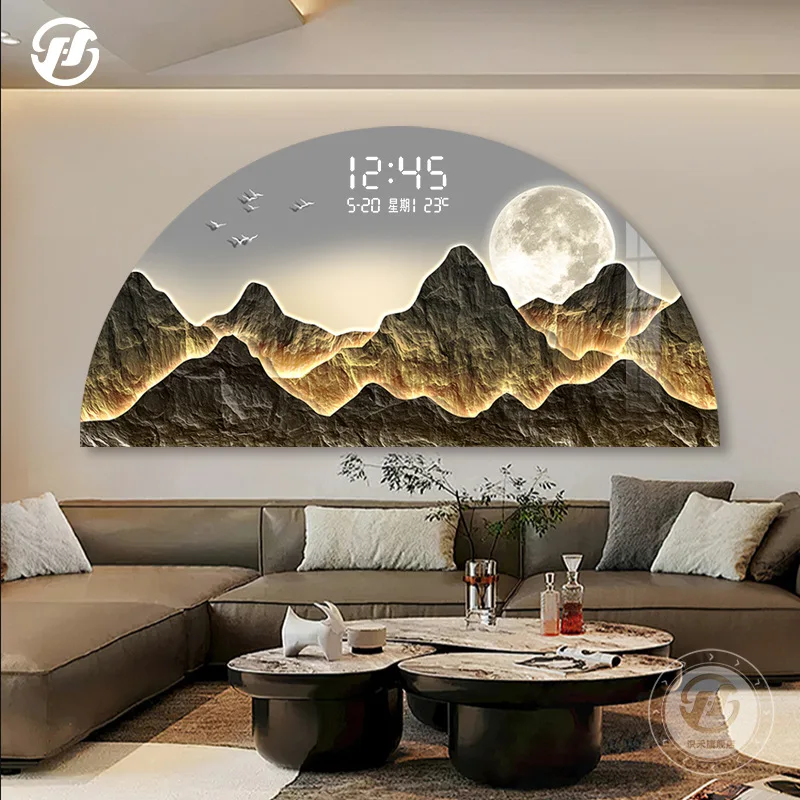 Luxury Landscape Wall Art Auspicious Mountain Backdrop with Digital Display for - Image 4