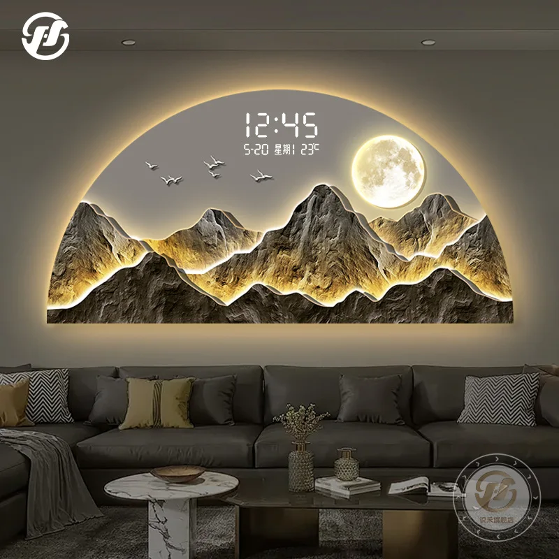 Luxury Landscape Wall Art Auspicious Mountain Backdrop with Digital Display for - Image 2