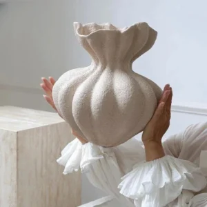 French Ceramic Vase Minimalist Floral Vessel Table Centerpiece Home Decor For Wo